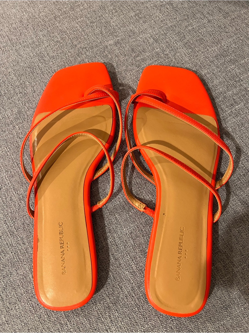Banana Republic Red Orange Strappy Square-Toe Sandals